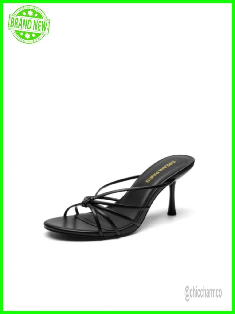 Kitten Heel Strappy Sandals Womens 2.91in Stiletto Mule Open Toe Dress Shoes